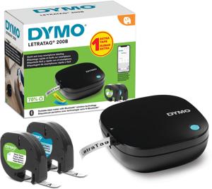 Display Dymo: 10 x LetraTag 200B promopack + 10 x LetraTag 100H + 40 x tape (20 x papier en 20 x plastic)