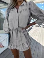 Casual Striped Loose Shirt Collar Two-Piece Set