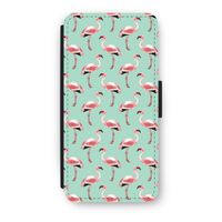 Flamingoprint groen: iPhone 7 Flip Hoesje