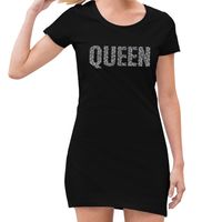 Glitter Queen jurkje zwart rhinestones steentjes voor dames - Glitter jurk/ outfit