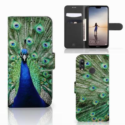 Huawei P20 Lite | Telefoonhoesje | Met pasjeshouder | Pauw