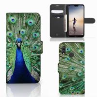 Huawei P20 Lite | Telefoonhoesje | Met pasjeshouder | Pauw