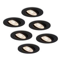 Set van 6 Miro LED inbouwspots - 6W 570lm - GU10 LED Module - Extra plat - 4000K neutraal wit - Dimbaar - Kantelbaar - Voor binnen - Zwart