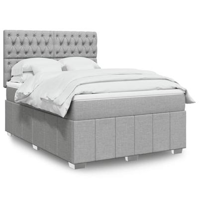 Boxspring met matras stof lichtgrijs 140x190 cm