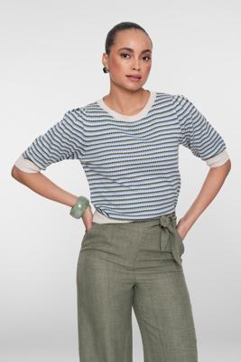 Geisha Pull Stripe Lrx 64066-14 Trui 711 Kit Lurex/olive/blue