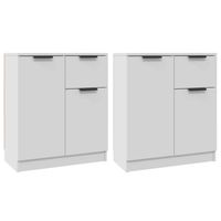 The Living Store Dressoir - Minimalistische Charme - Bewerkt Hout - 60 x 30 x 70 cm - Wit