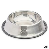 Voerbak voor honden Mascow Grijs Zilverkleurig Rubber Metaal 22 x 5 x 22 cm 22 x 6 x 22 cm (12 Stuks)