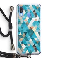 Gekleurde driehoekjes blauw: Samsung Galaxy A40 Transparant Hoesje met koord Gekleurde driehoekjes blauw: Samsung Galaxy A40 Transparant Hoesje met koord
