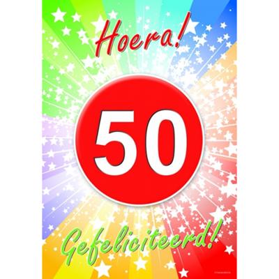 Verjaardag deurposter - 50 jaar - abraham/sarah - 59 x 42 cm - leeftijd feestartikelen