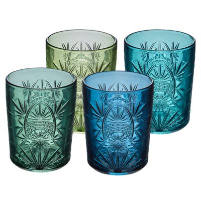 Secret de Gourmet Waterglazen / drinkglazen Ayla - 4x - blauw / groen - 350 ml