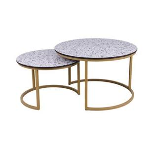 Ronde salontafel set Lucca XL 75 en 58 cm champagne goud