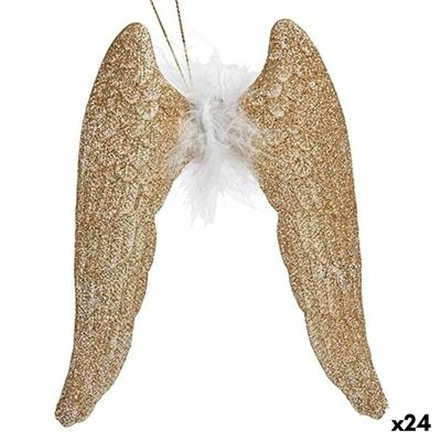 Kerstversiering Engelenvleugels champagne Plastic Purpurine 12,5 x 15 x 2,5 cm (24 Stuks)