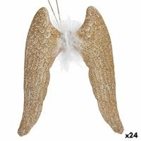Kerstversiering Engelenvleugels champagne Plastic Purpurine 12,5 x 15 x 2,5 cm (24 Stuks)