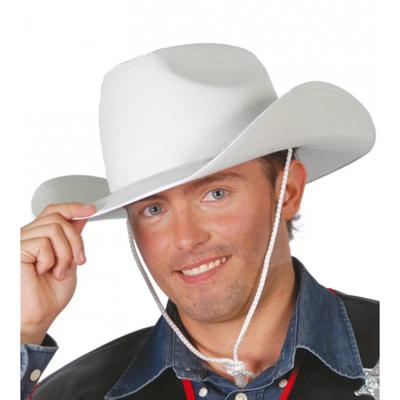 Cowboyhoed - 4x stuks - wit - vilt - volwassenen - western hoed - verkleedhoed cowboy