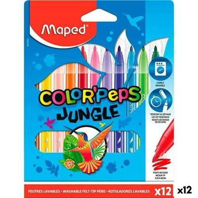 Set Viltstiften Maped COLOR´PEPS JUNGLE Multicolour 12 Onderdelen (12 Stuks)