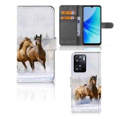 PPO A57 | A57s | A77 4G | Telefoonhoesje | Met pasjeshouder | Paarden