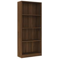 vidaXL Boekenkast 4 schappen 60x24x142 cm bewerkt hout bruin eikenkleur