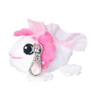 Nature Planet Knuffeldier axelotl sleutelhanger - zachte pluche stof - veel details - wit - 6 cm