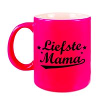 Liefste mama mok / beker neon roze voor Moederdag/ verjaardag 330 ml - thumbnail