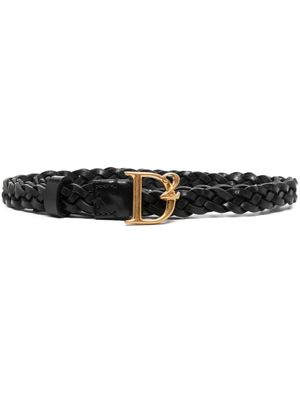 DSQUARED2 ceinture tressée à boucle logo - Noir