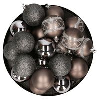 Kunststof kerstballen 20x stuks donkere kleuren mix 6 cm