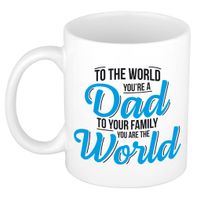 Dad to the world mok / beker wit 300 ml - Cadeau mokken - Papa/ Vaderdag   -