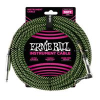 Ernie Ball 6077 Braided Instrument Cable, 3 meter, Black/Green - thumbnail