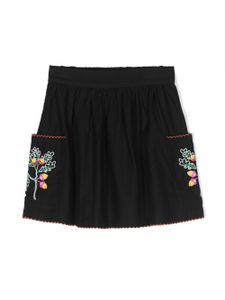 Stella McCartney Kids jupe en coton à fleurs brodées - Noir