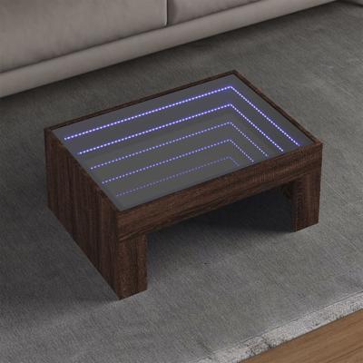 Salontafel met Infinity LED 70x50x30 cm bruin eikenkleurig