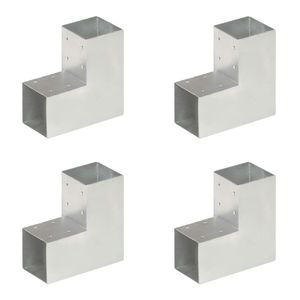 VidaXL Paalverbindingen 4 st l-vorm 91x91 mm gegalvaniseerd metaal