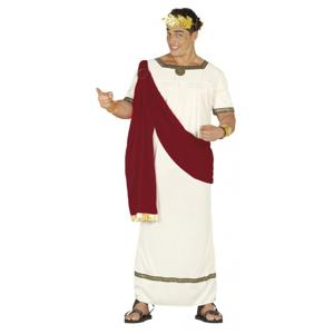 Verkleedkostuum - heren - Romeinse Toga verkleedkleding - wit/rood