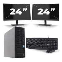 HP 280 G2 SFF - Intel Core i7-6e Generatie - 16GB RAM - 256GB SSD - Windows 11 + 2x 24 inch Monitor