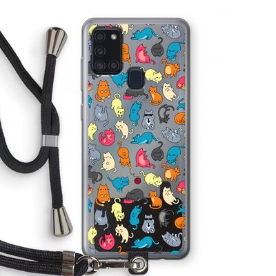 Kleurrijke katten: Samsung Galaxy A21s Transparant Hoesje met koord
