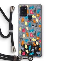 Kleurrijke katten: Samsung Galaxy A21s Transparant Hoesje met koord