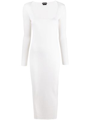 TOM FORD robe en soie mi-longue - Blanc