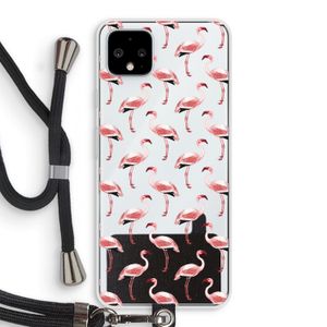 Flamingoprint groen: Pixel 4 XL Transparant Hoesje met koord