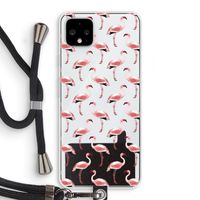 Flamingoprint groen: Pixel 4 XL Transparant Hoesje met koord