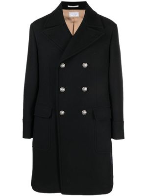 Brunello Cucinelli manteau en laine à boutonnière croisée - Noir