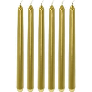 6x Gouden dinerkaarsen/lange kaarsen 25 cm