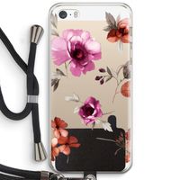 Geschilderde bloemen: iPhone 5 / 5S / SE Transparant Hoesje met koord
