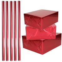 5x Rollen inpakpapier / cadeaufolie metallic rood 200 x 70 cm