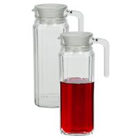 Luminarc Waterkan met deksel - 2x - 1,1 Liter - glas - schenkkan - waterkaraf - Limonadekan