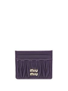 Miu Miu porte-cartes matelassé à plaque logo - Violet