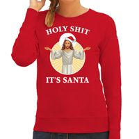 Rode Kersttrui / Kerstkleding Holy shit its Santa voor dames 2XL  -