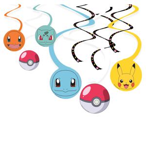 Pokemon themafeest rotorspiralen hangdecoratie - 6x - papier - 40/60 cm   -