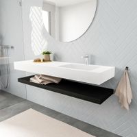 Mondiaz Alan badmeubel 150 cm solid suface planchet urban vrijhangend wastafel rechts 1 kraangat wit