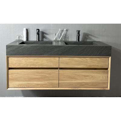 Badmeubel Casajoy Bold Wastafel Donkergrijs Onderkast 120 cm 4 Lades Eiken Casajoy