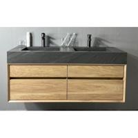 Badmeubel Casajoy Bold Wastafel Donkergrijs Onderkast 120 cm 4 Lades Eiken Casajoy