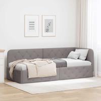 Hoekbedframe met hoofdeinde Taupe 80 x 200 cm Stof