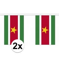 2x Luxe Suriname vlaggenlijnen/vlaggetjes 3 m 2x Luxe Suriname vlaggenlijnen/vlaggetjes 3 m
